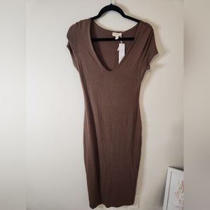 Brown fitted midi